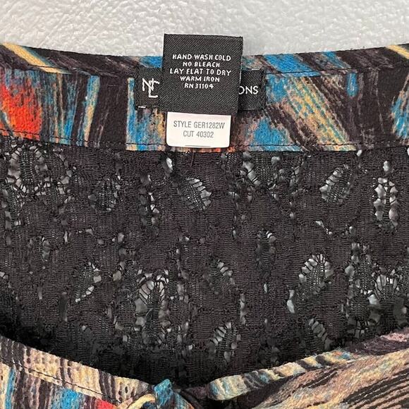New Directions Plus Size 3X Mixed Media Dark Boho Whimsigoth Top Artsy Goblin - Picture 6 of 8